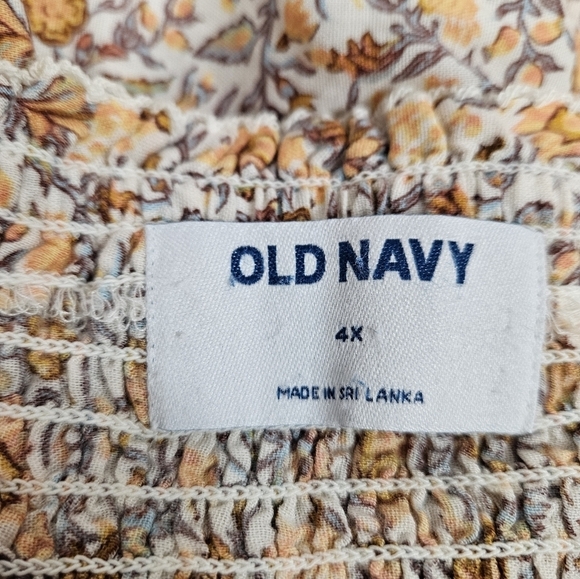 Old Navy Peach Floral Print Square Neck Smocked Back Top Size 4X Women's F15‎ - Picture 6 of 8